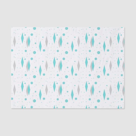 Retro Turquoise Diamond & Starburst Tissue Paper Tissuepapier (Voorkant)