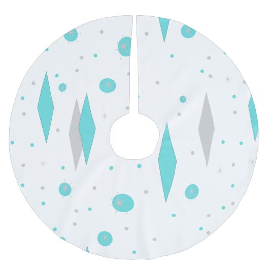 Retro Turquoise Diamond & Starburst Tree Rok Kerstboom Rok (Voorkant)