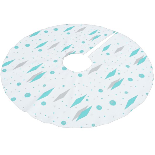 Retro Turquoise Diamond & Starburst Tree Skirt Kerstboom Rok (Gekanteld)