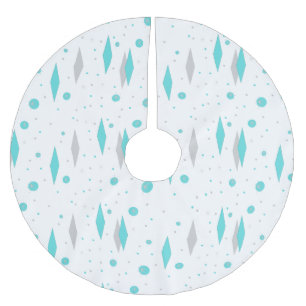 Retro Turquoise Diamond & Starburst Tree Skirt Kerstboom Rok