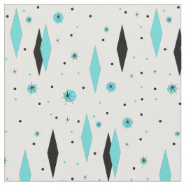 Retro Turquoise Diamonds en Starbursts Fabric Stof