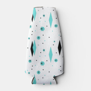 Retro Turquoise Diamonds & Starburst Bottle Cooler