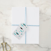 Retro Turquoise Diamonds & Starbursts Cadeau Label Cadeaulabel (Met Touw)