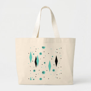 Retro Turquoise Diamonds & Starbursts Canvas tas