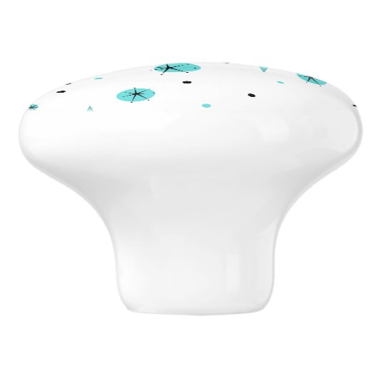 Retro Turquoise Diamonds & Starbursts Ceramic Pull Keramische Knop (Zijkant)