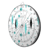 Retro Turquoise Diamonds & Starbursts Dart Board Dartbord (Voorkant Rechts)