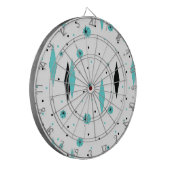 Retro Turquoise Diamonds & Starbursts Dart Board Dartbord (Voorkant Links)