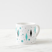 Retro Turquoise Diamonds & Starbursts Espresso Mok (Voorkant rechts)