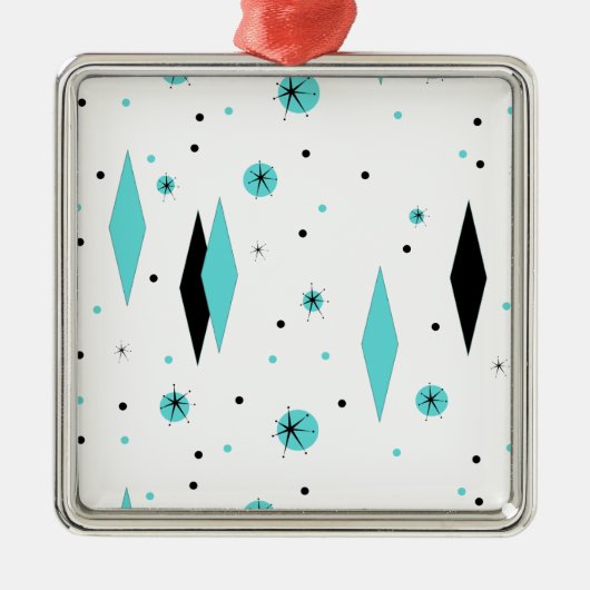 Retro Turquoise Diamonds & Starbursts Ornament (Voorkant)