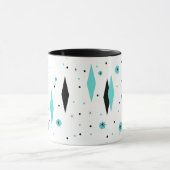 Retro Turquoise Diamonds & Starbursts Ringer Mok (Midden)