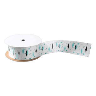 Retro Turquoise Diamonds & Starbursts Satijnen Lin Lint