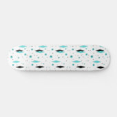 Retro Turquoise Diamonds & Starbursts Skateboard (Horizontaal)