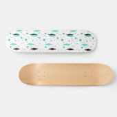 Retro Turquoise Diamonds & Starbursts Skateboard (Horizontaal)