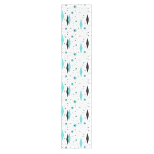 Retro Turquoise Diamonds & Starbursts Table Runner Korte Tafelloper