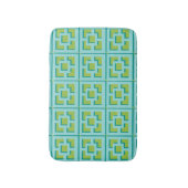 Retro Turquoise en Green Trellis Bath Mat (Voorkant Verticaal)