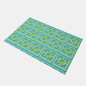Retro Turquoise en Green Trellis door Mat (Schuin)