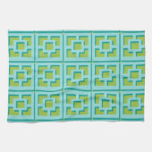 Retro Turquoise en Green Trellis Kitchen Towels Theedoek (Horizontaal)