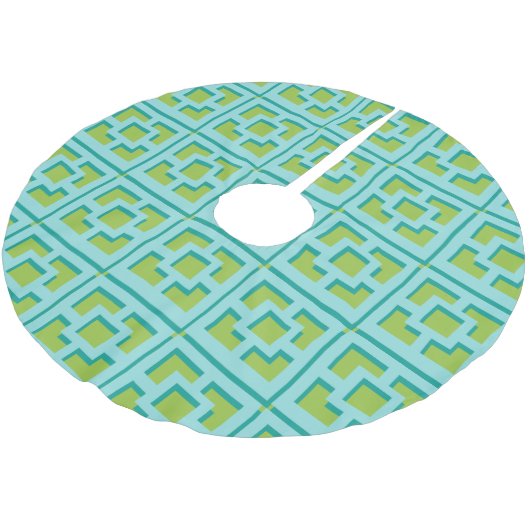  Retro Turquoise en Green Trellis Tree Skirt Kerstboom Rok (Gekanteld)