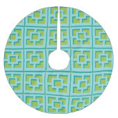 Retro Turquoise en Green Trellis Tree Skirt Kerstboom Rok (Voorkant)