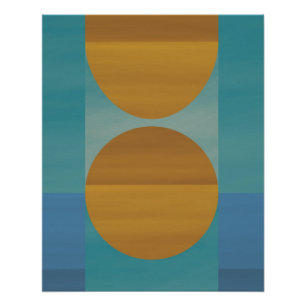 Retro Turquoise en Mosterd Geometrische Balans Perfect Poster