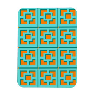 Retro Turquoise en Oranje Flexible Photo Magnet Magneet