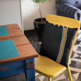 Retro turquoise en Oranje streep Kussen