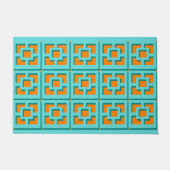 Retro Turquoise en Oranje Trellis-deurmat Deurmat (Voorkant)