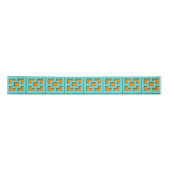 Retro Turquoise en Oranje Trellis Ribbon Lint (Voorkant)