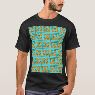 Retro Turquoise en Oranje Trellis T-Shirt
