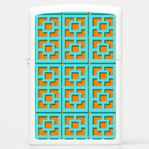 Retro Turquoise en Oranje Trellis Zippo Lighter