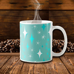 Retro Turquoise en Witte Sterrenpatroon Mok