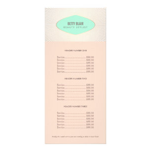 Retro Turquoise et Peach Menu Tarifs