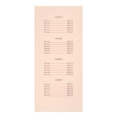 Retro Turquoise et Peach Menu Tarifs (Dos)