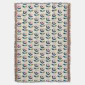 Retro Turquoise Floral Pattern Deken (Voorkant Verticaal)