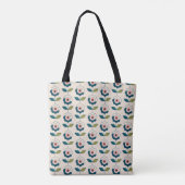 Retro Turquoise Floral Pattern Draagtas (Achterkant)
