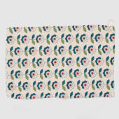 Retro Turquoise Floral Pattern Golfhanddoek (Horizontaal)