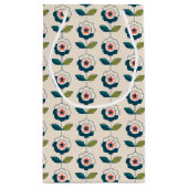 Retro Turquoise Floral Pattern Klein Cadeauzakje (Achterkant)