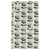 Retro Turquoise Floral Pattern Klein Cadeauzakje (Voorkant)