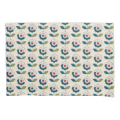 Retro Turquoise Floral Pattern Kussensloop (Voorkant-Links)