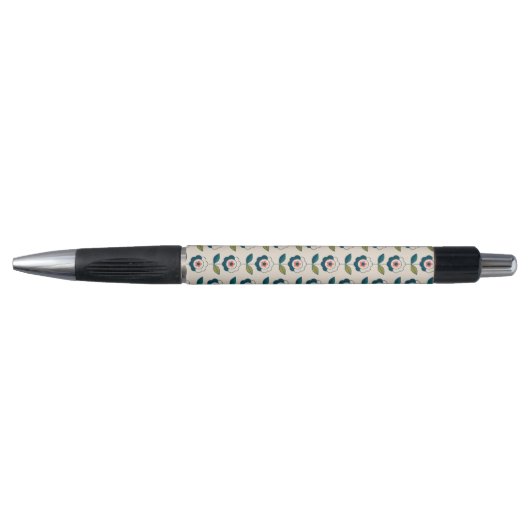 Retro Turquoise Floral Pattern Pen (Voorkant)
