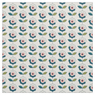 Retro Turquoise Floral Pattern Stof