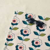 Retro Turquoise Floral Pattern Strandlaken (In situ)