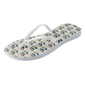 Retro Turquoise Floral Pattern Teenslippers (Schuin)