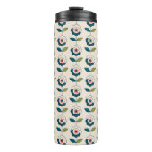 Retro Turquoise Floral Pattern Thermosbeker (Voorkant)