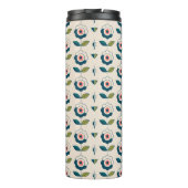 Retro Turquoise Floral Pattern Thermosbeker (Achterkant)