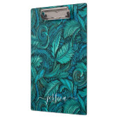 Retro turquoise gereedschappen leren scriptnaam klembord (Links)