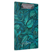 Retro turquoise gereedschappen leren scriptnaam klembord (Rechts)