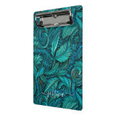 Retro turquoise gereedschappen leren scriptnaam mini klembord (Angled2)