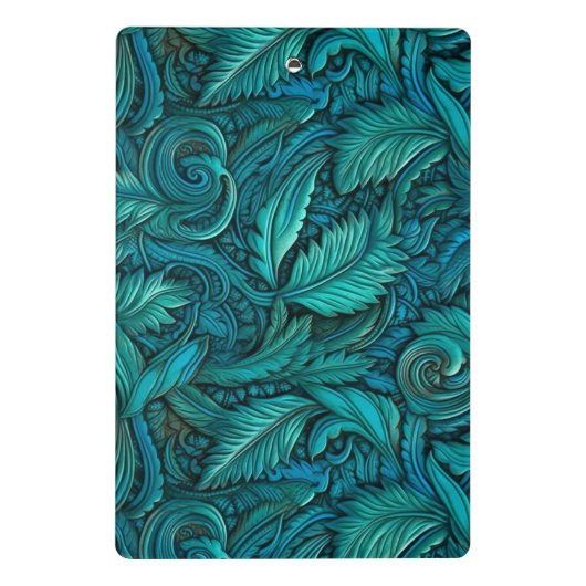 Retro turquoise gereedschappen leren scriptnaam mini klembord (Achterkant)