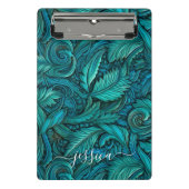 Retro turquoise gereedschappen leren scriptnaam mini klembord (Voorkant)